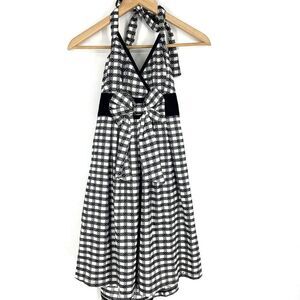 Living Dead Souls Dress Size Small Black White Check Bow Goth Emo Grunge Rave
